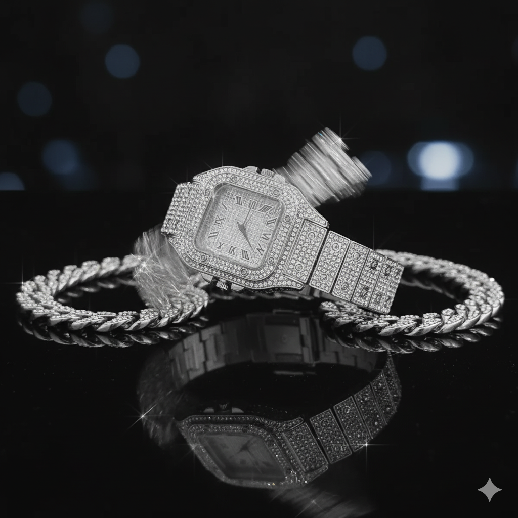🔥 Pack Hip Hop Ultime – Montre + Chaîne + Bracelet 🔥