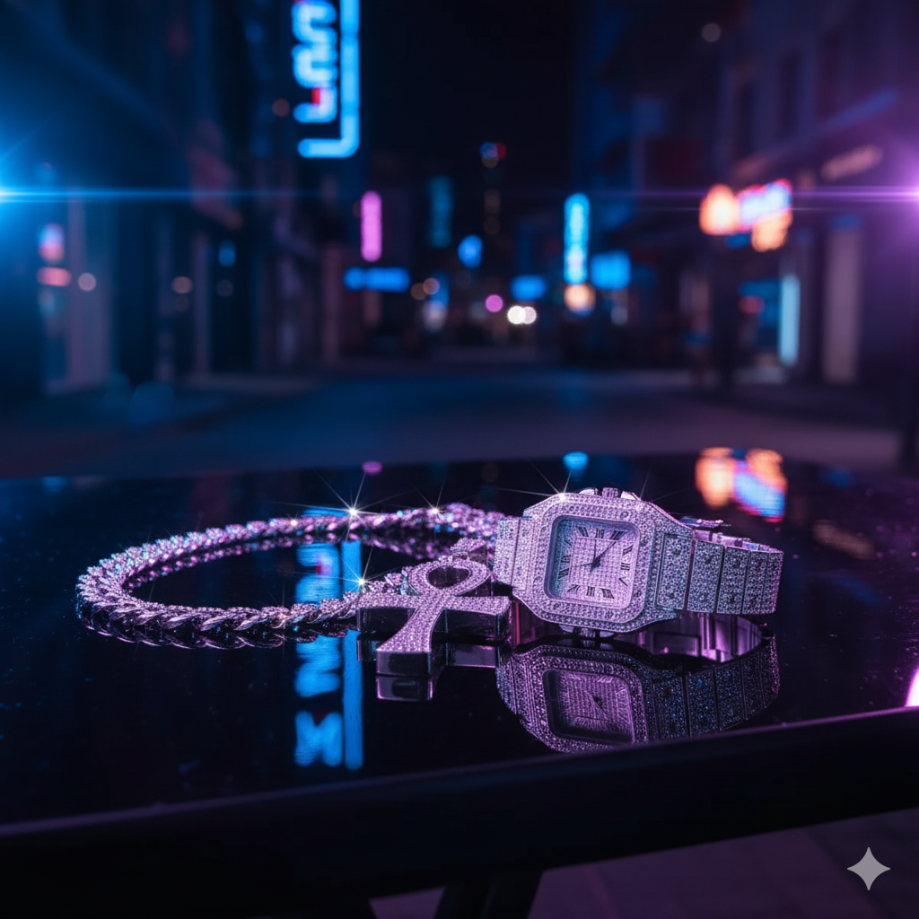 🔥 Pack Hip Hop Ultime – Montre + Chaîne + Bracelet 🔥