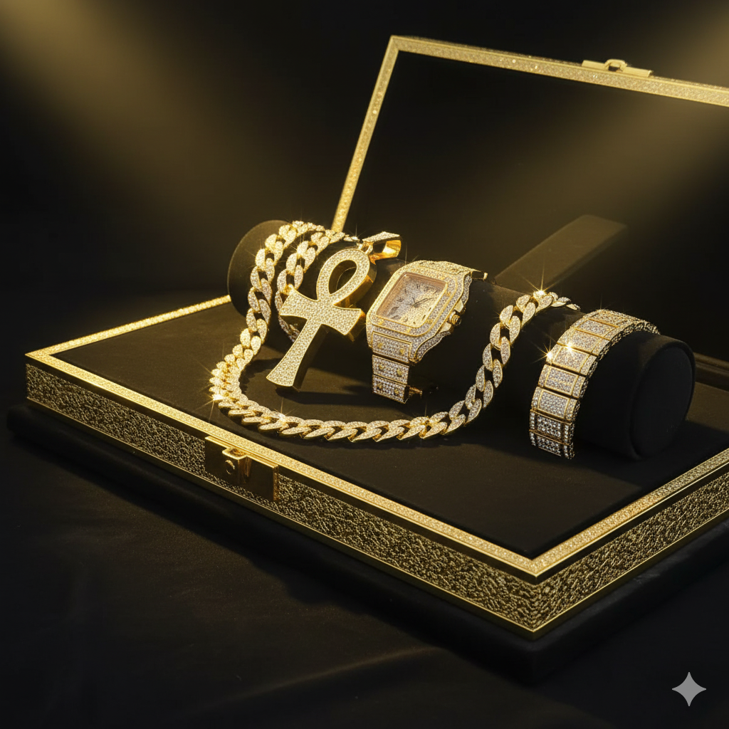 🔥 Pack Hip Hop Ultime – Montre + Chaîne + Bracelet 🔥