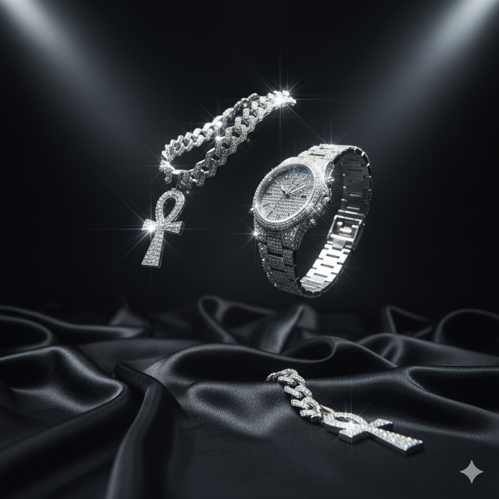 🔥 Pack Hip Hop Ultime – Montre + Chaîne + Bracelet 🔥